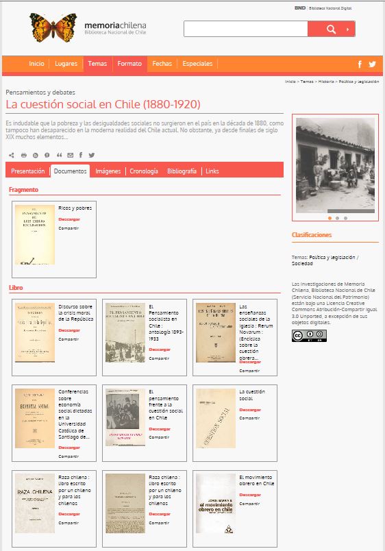 그림 10. ‘1880-1920, 칠레 사회 문제(La cuestión social en Chile(1880-1920))’ 컬렉션